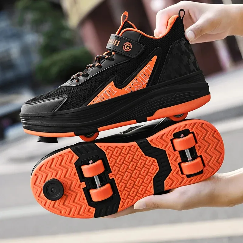 Fashionable Cool Roller Skates for Kids Outdoor Running Sports Summer Winter Spring PU Rubber Insole Synthetic Upper Mesh Lining