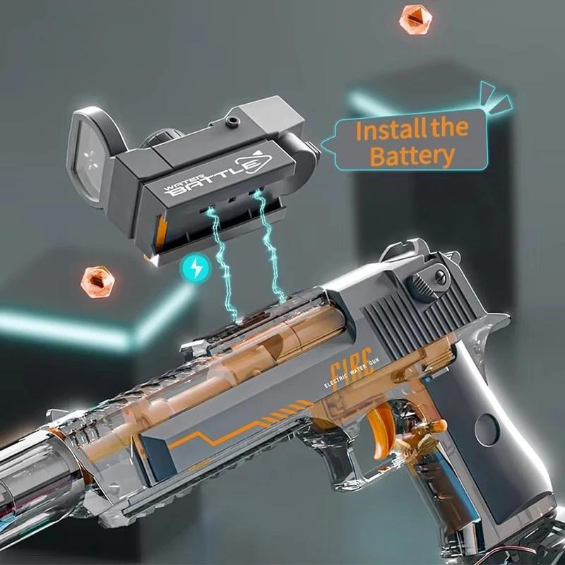 New Light Up Desert Eagle Electric Water Gun With LED Electric Automatic Water Squirt Gun for Kid Summer toys  Pool Party Toys