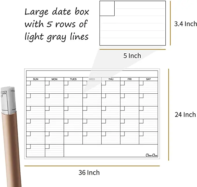 
Wholesale Undated Monthly Planner Large Dry Erase Wall Calendar for Office or Home 