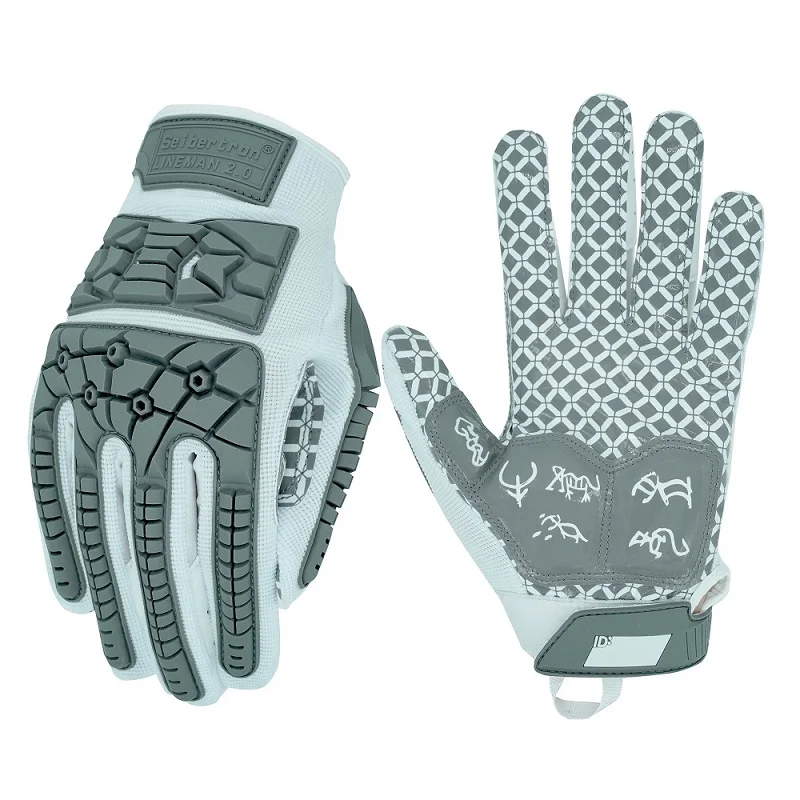 Seibertron M.S.Z.Q-3 Lineman Padded Palm Football Receiver Gloves Flexible TPR Impact Protection Back of Hand Glove Adult Sizes