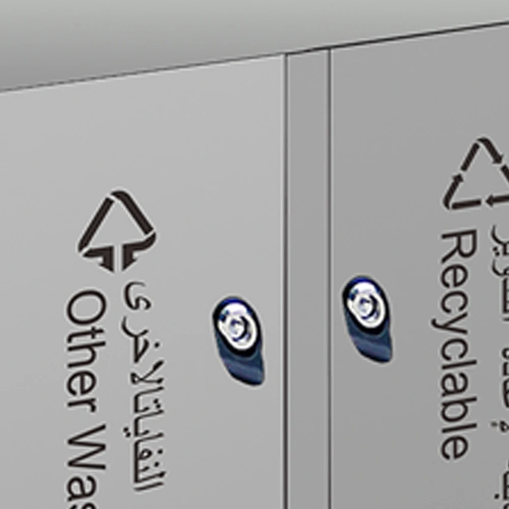 China Supplier Swing Top Double Compartment Garbage Waste Recycle Bin Station Or Airport Metal Bin