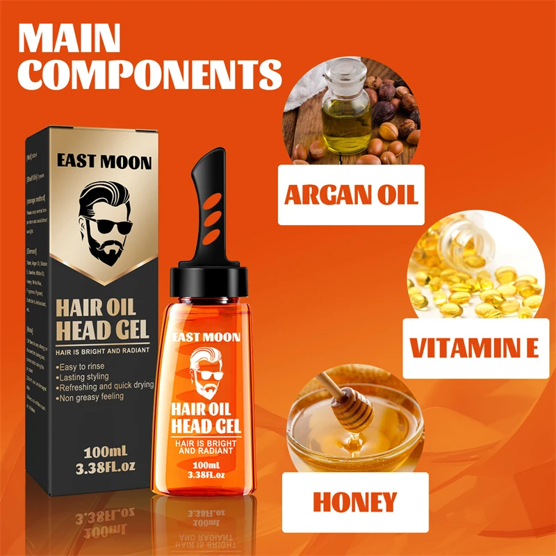 2 in 1 Long-lasting Fluffy Hair Styling Moisturizing Argan Oil Retro Big Back Shape Fluffy Comb Men Comb Aqua Wax Hair Style Gel