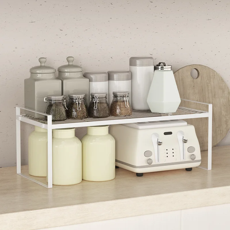 HSN006 Kitchen shelf under sink cabinet countertop pots and pans within layered storage rack desktop plate pot storage racks