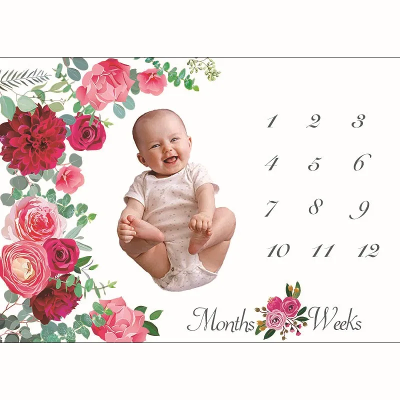 
Flannel baby milestone photo baby month photo newborn milestone blanket 