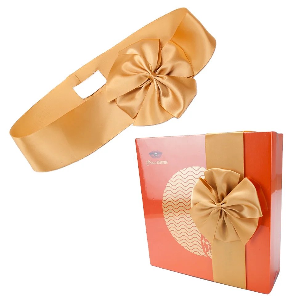 New arrival hand made satin ribbon bow for box gift wrapping ribbon flower bow with elastic