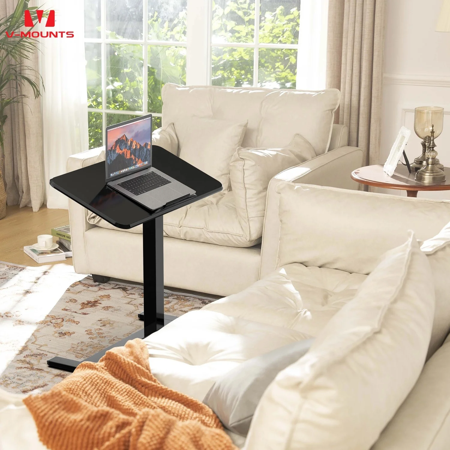 V-mounts Adjustable MDF Iron Material Portable Laptop Desk with Flippable Baffle Bar for Office Living Room School