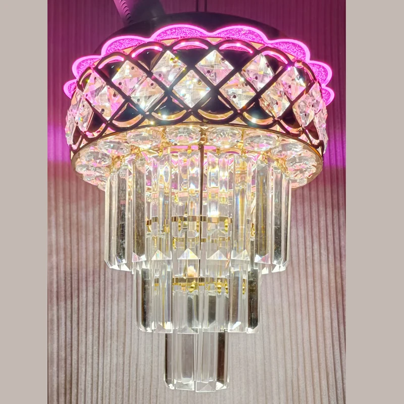 Modern indoor  led crystal chandelier led pendant light chandeliers RGB colors bed room ceiling lamp
