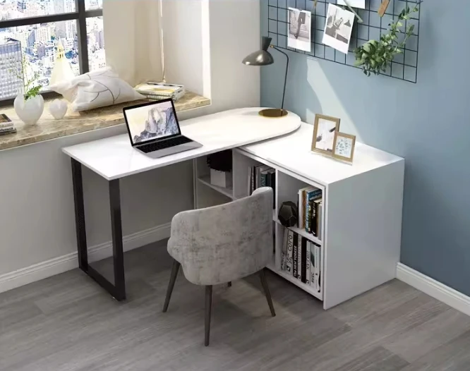 Rotating desk bookcase folding bed cabinet all-in-one multi-functional invisible home adult single double bed simple solid wood