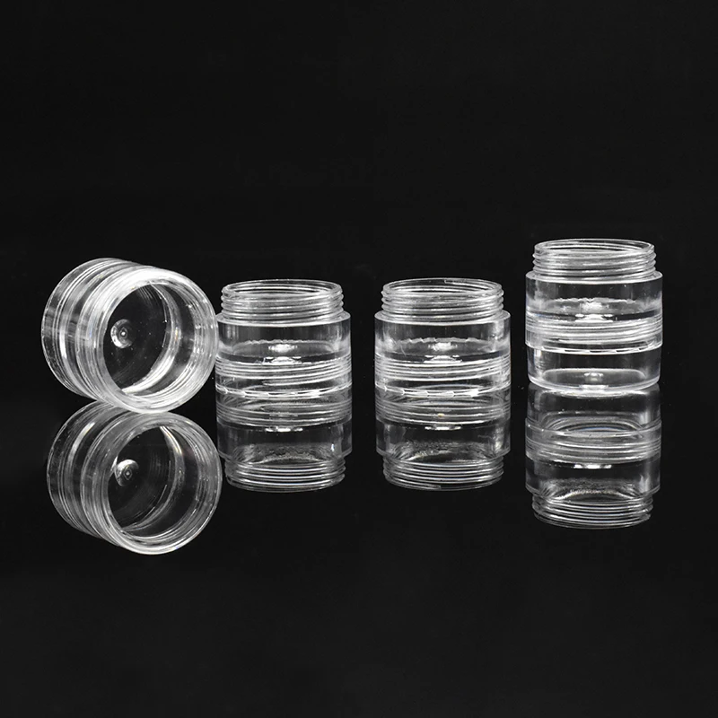 plastic cosmetic jars stackable 5g 10g 30g 40g clear ps plastic cream jars with clear screw lids