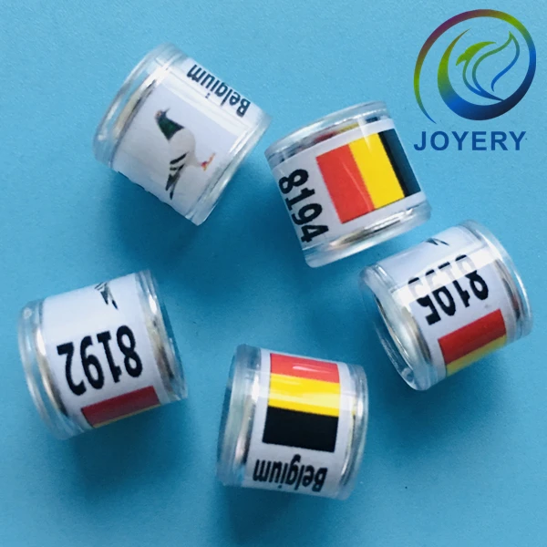 Free color 8mm transparent aluminium&plastic pigeon ring can be custom with your name and phone number