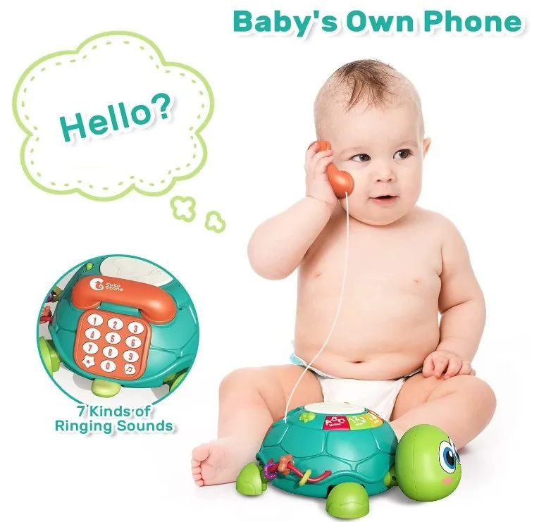 KOUYIKOU HOT MODEL CHILDREN MUSIC TOY EARLY EDUCATIONAL LEARNING TOY TORTOISE MODEL PHONE HAND DRUM TOY FOR BABY