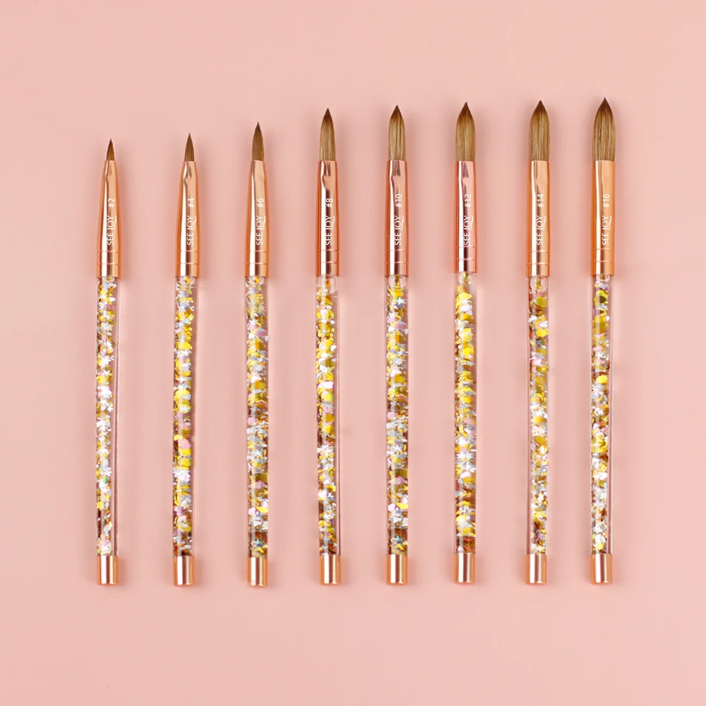 2022 частная маркировка розовое золото Кисть для ногтей 100% чистый колонский дизайн акриловый гель