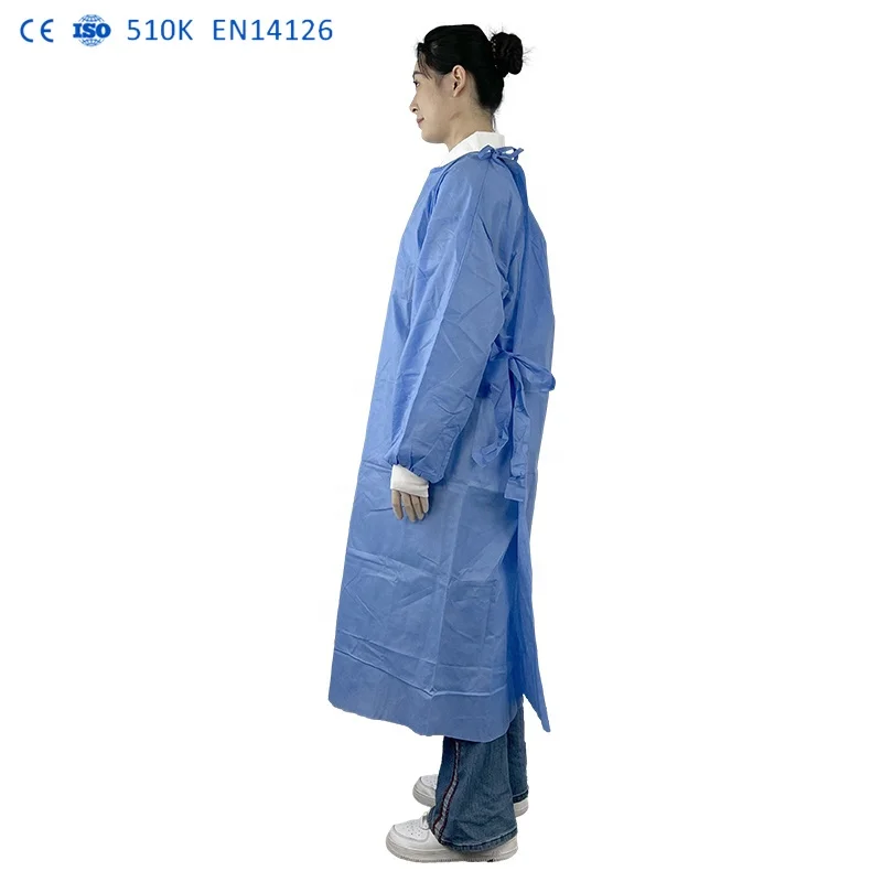 High quality ASTM F1670 disposable level 2 gown level 4 lab coat en14126 sms gowns Medical Impervious for Hospitals