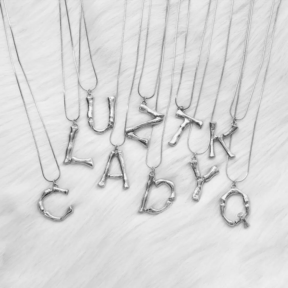 Ruigang 26 A B C D E F G H I J K L M N O P Q R S T U V W Y X Sterling Silver Plated Letter Initial Alphabet Necklace