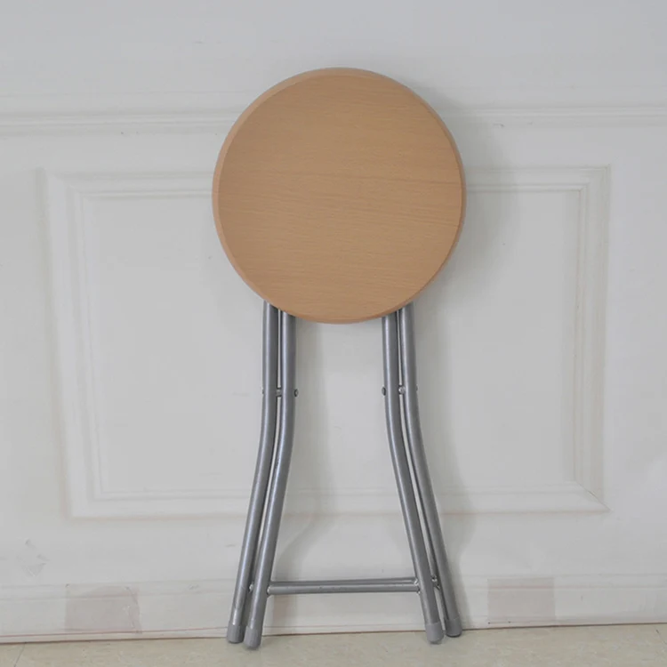 
Wholesale Modern Design Round Wood Metal Folding Stool 