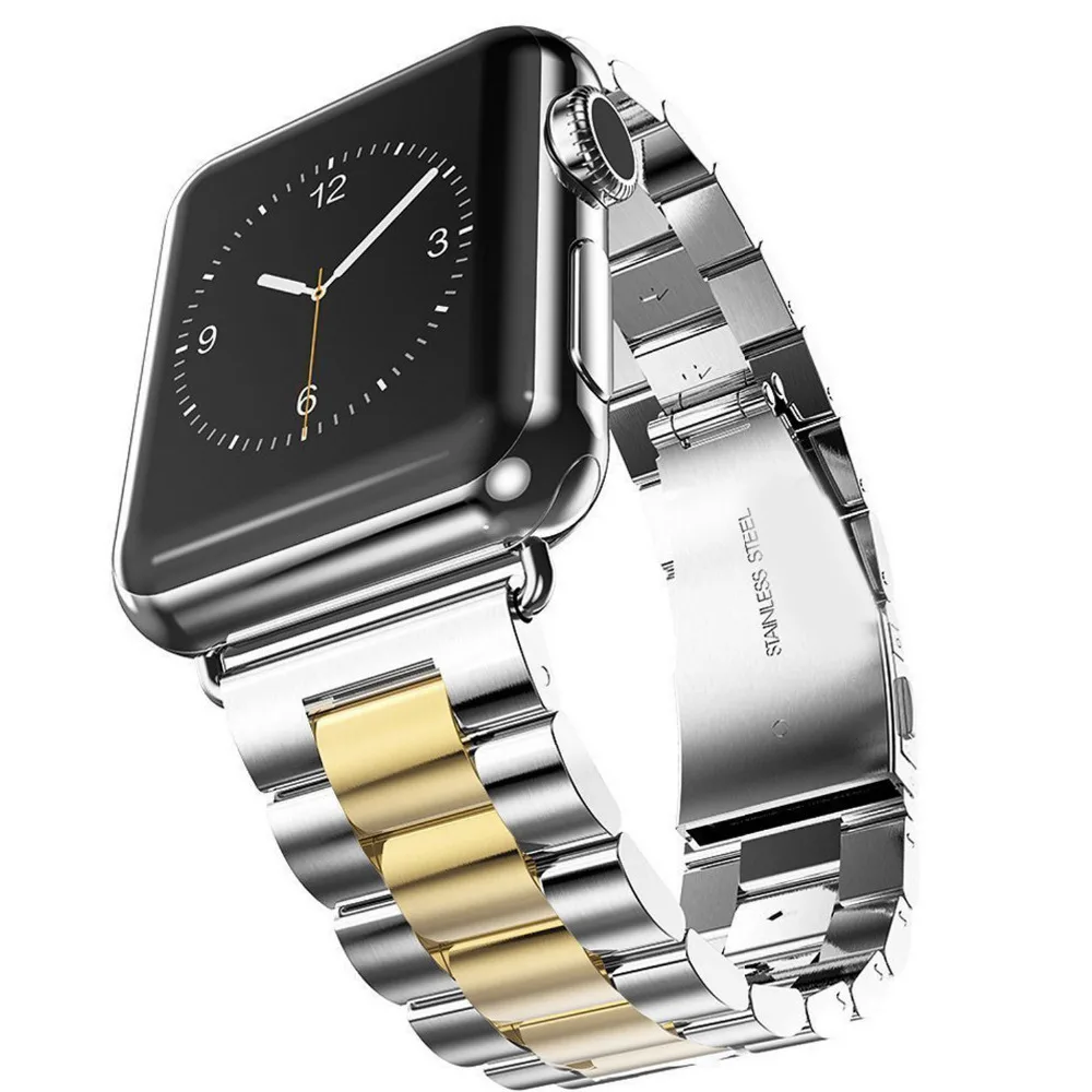 Ремешок из нержавеющей стали для Apple Watch Series 6 7 8 металлический браслет с тремя бусинами смарт-часов iwatch 41 45 мм