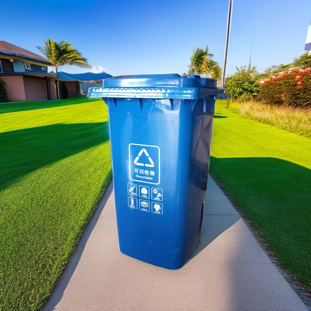 Manufacturer Price 240L Outdoor Trash Can Blue 63.4 Gal Dustbin Wheelie Plastic Waste Bin