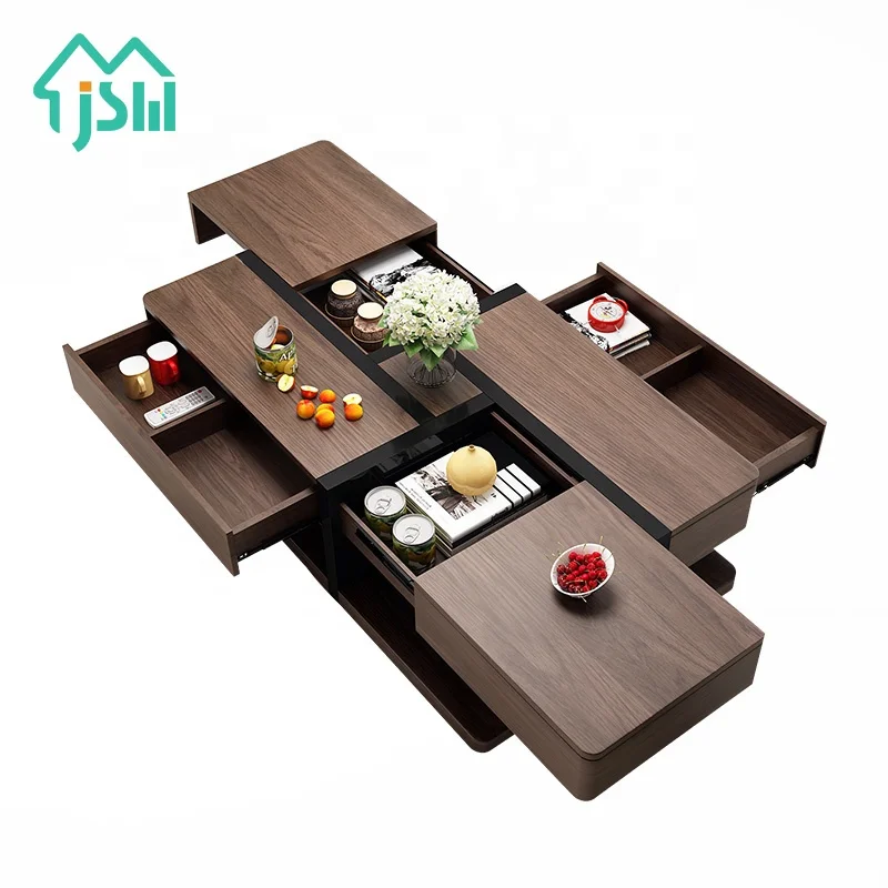 Wholesale Living Room Furniture Sets Large Capacity Storage Modern White Wood Coffee Table