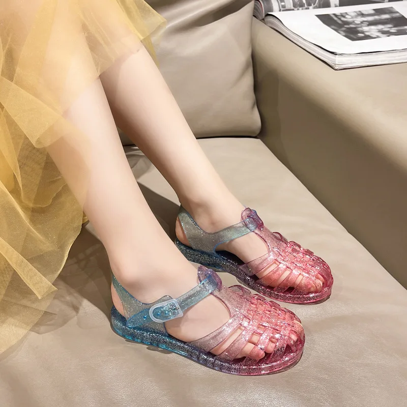 Children child toddler candy summer kids anti-slip girls princess jelly shoes baby outdoor with Child-friendly Feature