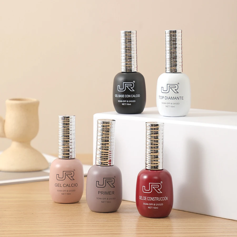 OEM Functional nail polish glue 18m Calcium gel Construction gel base coat top coat and primer uv nail polish kit