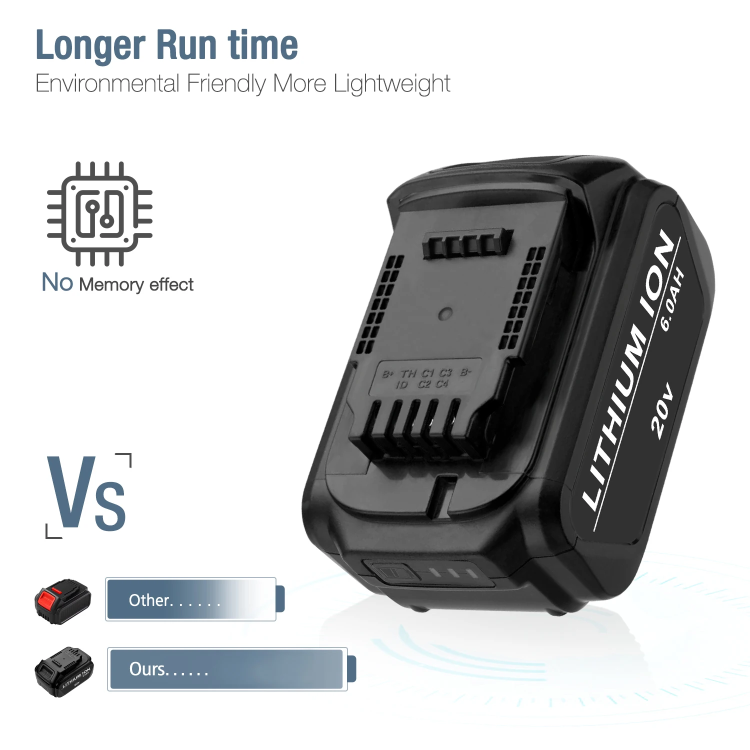 20v 6000mAh 20 volt Power Tools Rechargeable Lithium Battery Packs Lithium ion Batteries For De walt 20 volt Battery