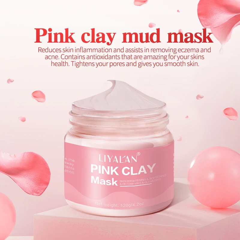  OEM Custom French Organic Face Face-pack Clay Shrink Pores Pink Mud