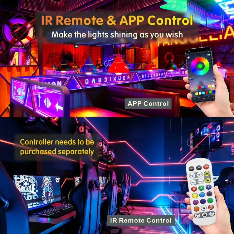 Indoor Decoration Lighting App Wifi Remote Controlled 672Leds Led Cob Smart Rgb Light Strip