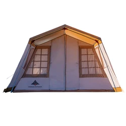Cotton Canvas Large Family 4-Season Waterproof Beige Color Bell Tent Hunting Wall Tent with Roof Stove Jack Hole