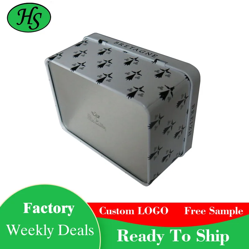 
Factory Price High Quality Metal Rectangular Empty Hinged Tins Box Containers Min Middle Storage Tin Box 