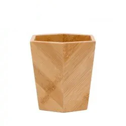 Bamboo Lid Waste Bin With Toilet Brush Holder Round Trash Can Waste Bin With Bamboo Lid For Bathroom