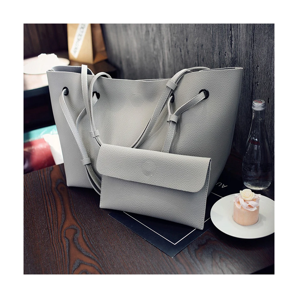 High Quality Soft Leather Ladies Bag Set Luxury Brand Female Shoulder Big Casual Set Handbag