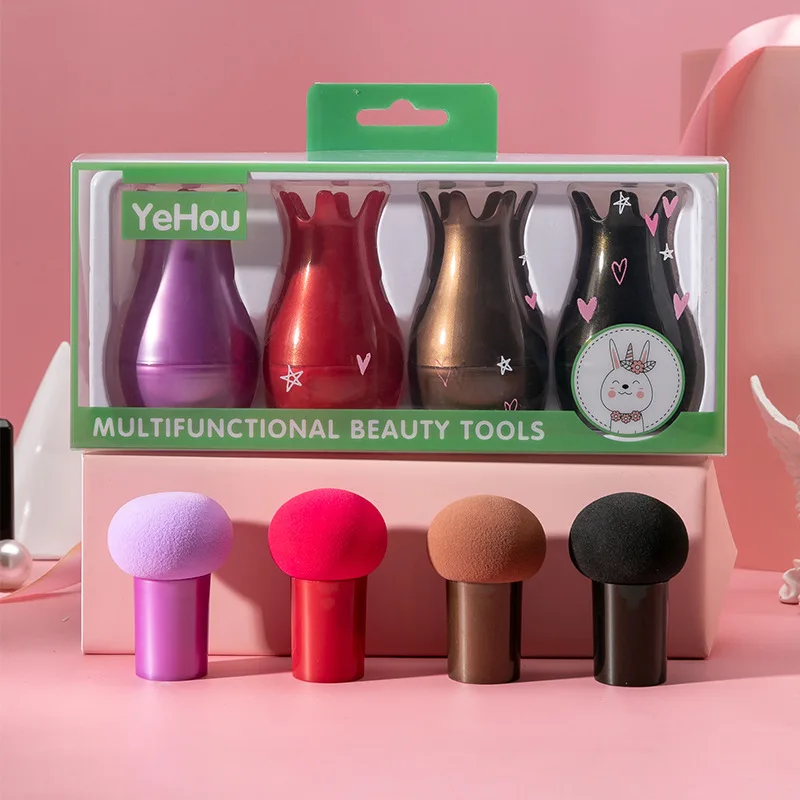 Hot Selling Wet And Dry Cosmetic Powder Puff Multi-functional Beauty Tools Comb Mushroom Head Brushes Lady Women Make Up Sponge