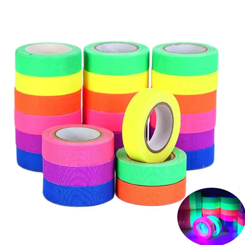 UV Tape Blacklight Reactive Fluorescent Cloth Tape Glow in The Dark Tape,Under Fluorescent Tape,Neon Gaffer Tape Non-Toxic