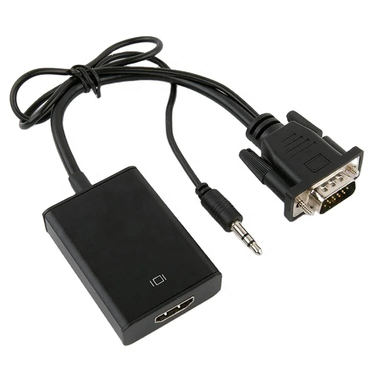 VGA to HDTV Adapter With Audio , VGA DB15 Male To HDTV 19pin Female With 3.5mm Audio