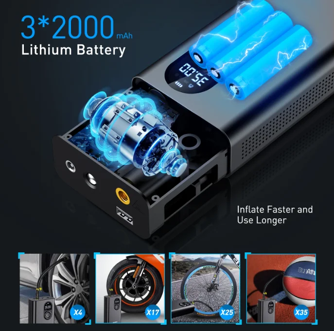 New Design Car Tyre Digital Automatic Cordless Pump Air Compressor Wireless Air Car Tire Inflators Air Pump For Car