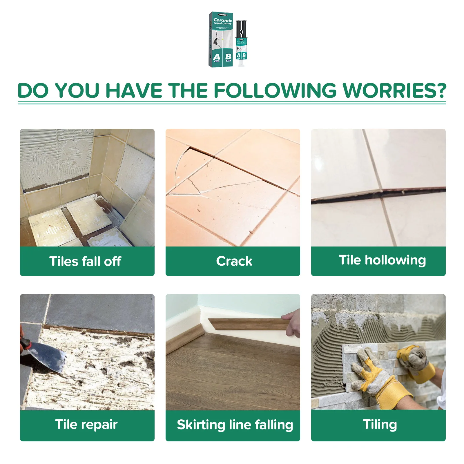 EELHOE Tile Repair AB Adhesive Set Metal Tile Repair AB Adhesive for crack Repair