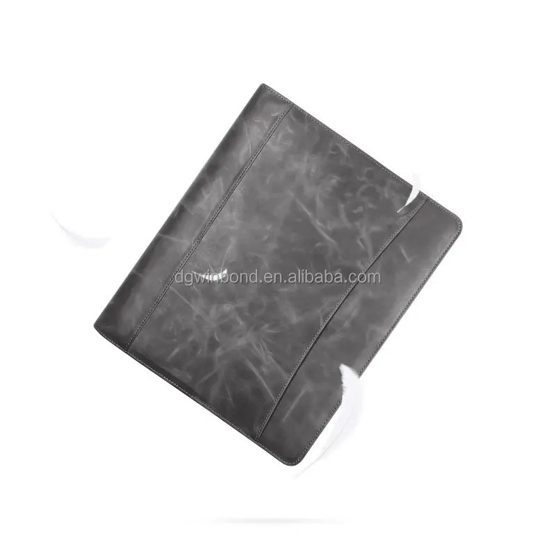 A4 Custom Multi-Functional Business Leather Portfolio File Folder Zippered Closure Portfolio Organizer Folder Storage Folder
