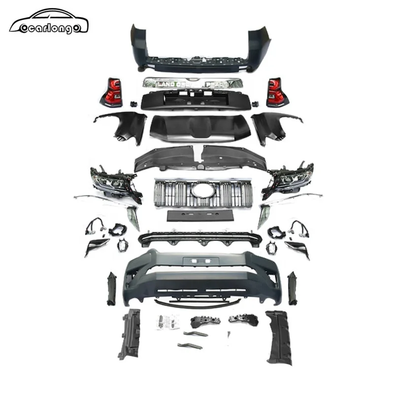 Old To New Car Bumper For Toyota Prado 2010-2017 Upgrade 2018-2020 Style Front bumper Rear bumper Hood Fender Headlights
