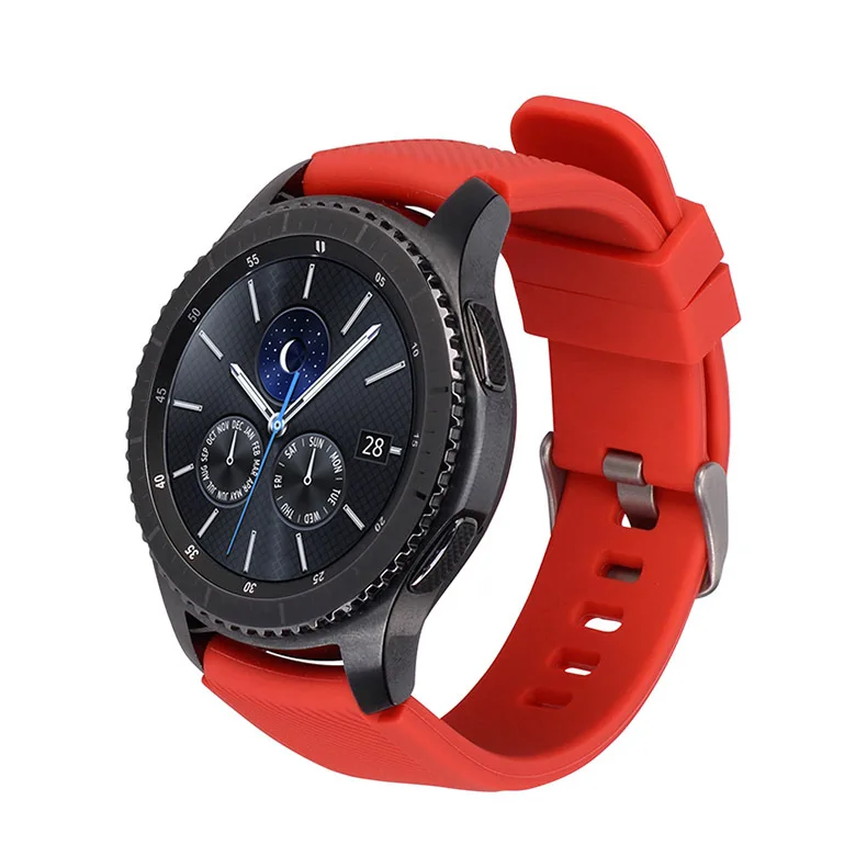 Ремешок силиконовый для Samsung watch 4, однотонный спортивный резиновый браслет для S3 Active 2, 20/22 мм