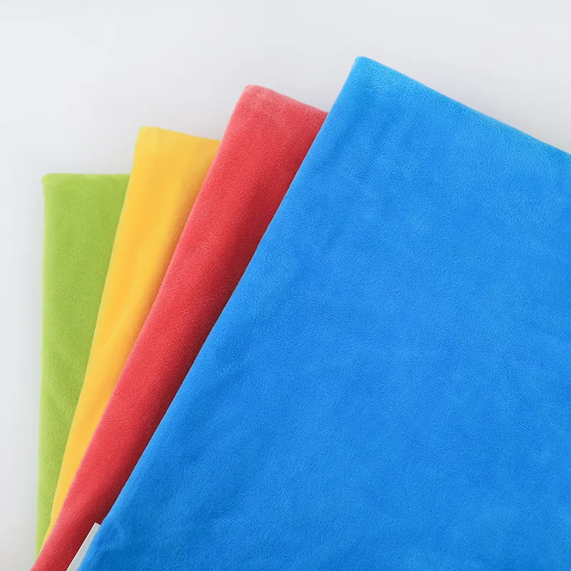 Home textile fabric Crystal super soft clothing fabric Flocking single sided plush doll short plush toy velvet fabric
