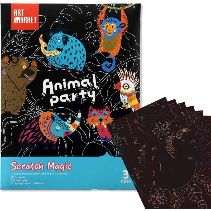 
DIY Cartoon Style Scratch Paper Card For Kids Arts and Crafts Activity Set 