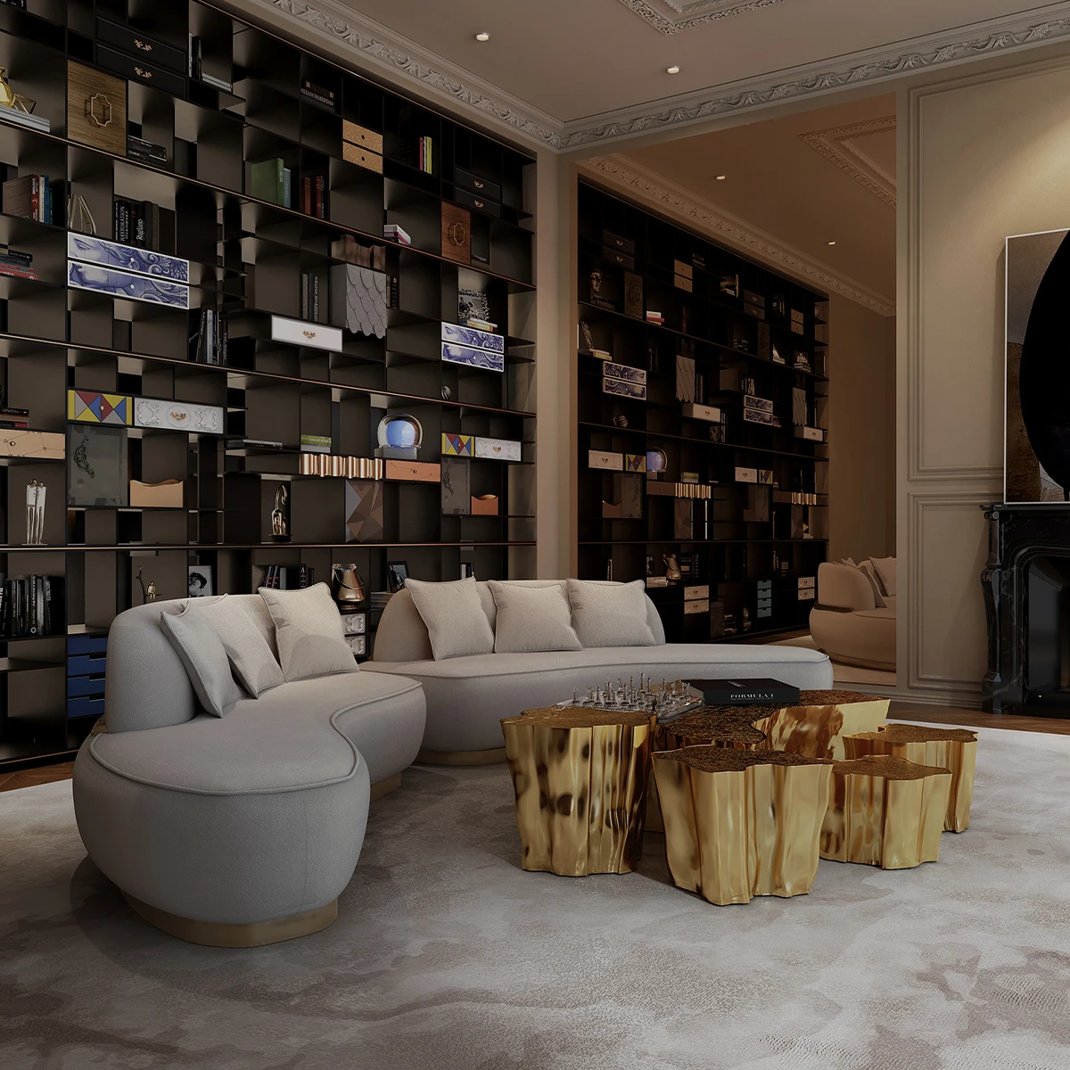 Customizable Display Cabinet - Double-Sided Drawers, Wall-Mounted or Room Divider