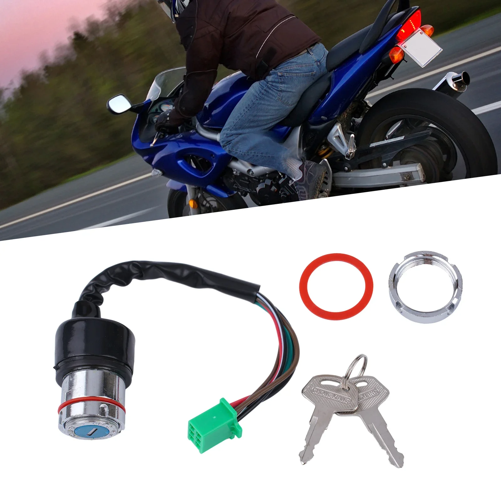 6 Wire Motorcycle Ignition Key Switch 2 Keys Set