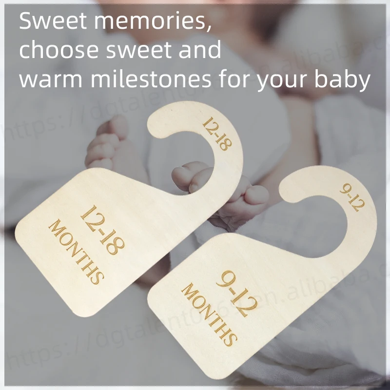 Tailai Wood Monthly Milestone Photo Card Baby Milestone Announcement Cards  Wood Milestone Discs Hello World Birth Sign Wooden