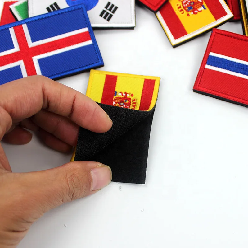 
OEM service accepted custom embroidered patches flag different countries flag patches for Hat Backpack Clothing 