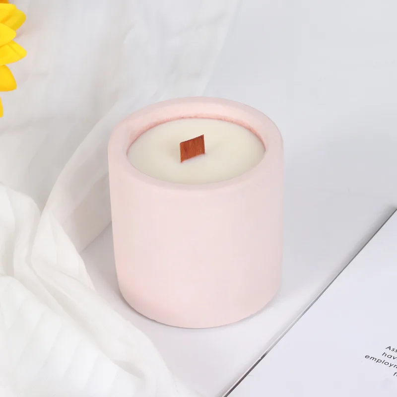 Wholesale Custom Logo Original Matte Empty Cement Candle Container Gray Red Concrete Ceramic Candle Jar