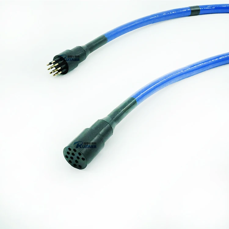 UNDERWATER 7000m DIL13M DIL13F Inline cable 600V  4 pair 24 AWG, 0.20 mm2 PUR, Power conductors 4 x 18 AWG Ethernet connector