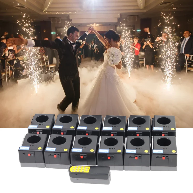 Free shipping Hot sale 12 cues 8 cues cold stage fireworks remote control with flycase for celebration firing system fireworks