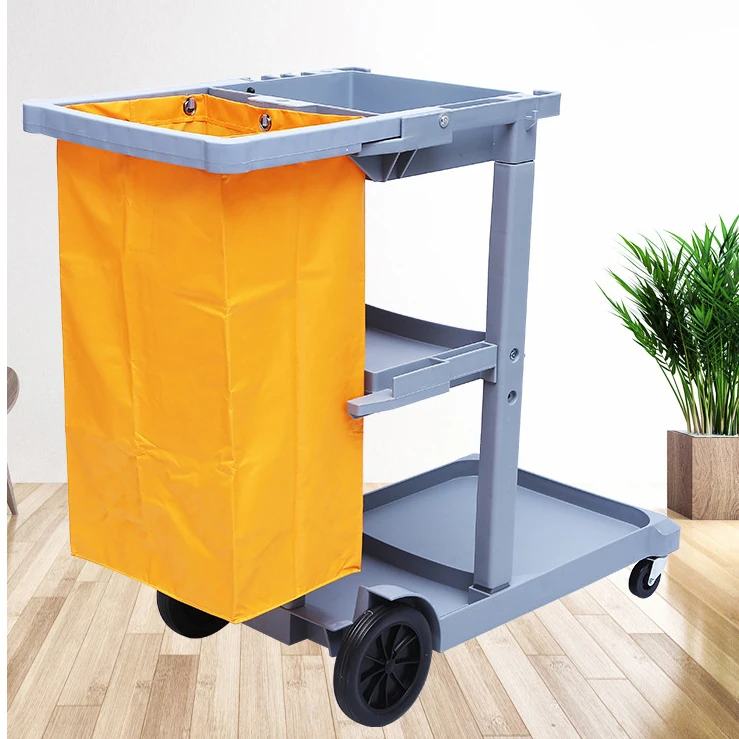 Hotel Plastic Service Cleaning Trolley Janitorial Trolley Cart Multifunction Cleaning Cart For Hospital