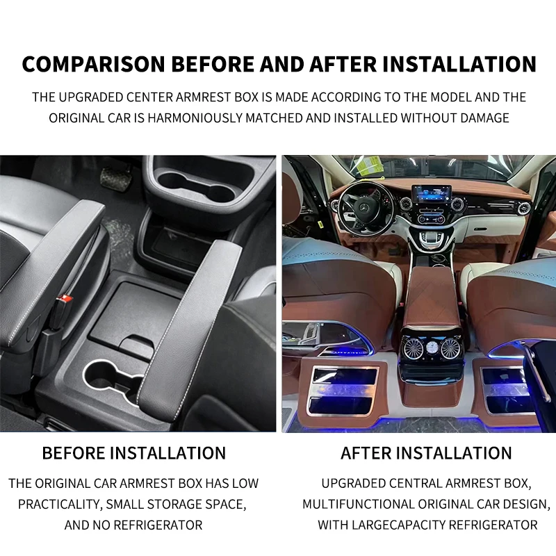 Universal Leather Car Armrest Central Store Content Storage Box console For Vito vclass Mercedes Benz W447 V250 class V class
